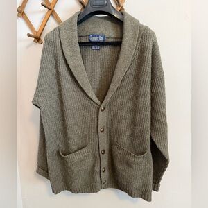 Christopher Rand Vintage Lambswool Silk Shawl Cardigan Green M